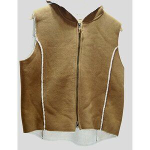 Ralph Lauren Traditional Clothing Womens L Faux Suede Sherpa Lined Hoodie Vest